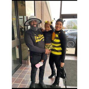 4pc Bee & Beekeeper Costume Set – Mesh‎ Hat, Tee, Tunic & Antenna Hat, couples